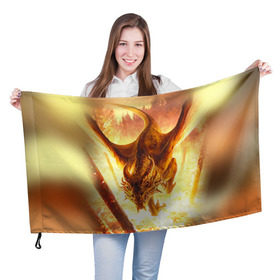 Флаг 3D с принтом Дракон в Санкт-Петербурге, 100% полиэстер | плотность ткани — 95 г/м2, размер — 67 х 109 см. Принт наносится с одной стороны | gwent | witcher | ведьмак | гвинт | геральт | дракон