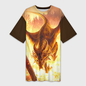 Платье-футболка 3D с принтом Дракон в Санкт-Петербурге,  |  | gwent | witcher | ведьмак | гвинт | геральт | дракон