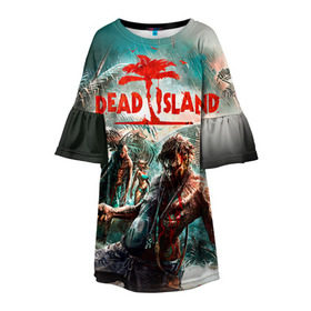 Детское платье 3D с принтом Dead island 8 в Санкт-Петербурге, 100% полиэстер | прямой силуэт, чуть расширенный к низу. Круглая горловина, на рукавах — воланы | Тематика изображения на принте: dead | island | repticide | zombie | дэд айлэнд | зомби | мозги