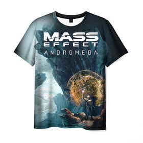 Мужская футболка 3D с принтом ME Andromeda 2 в Санкт-Петербурге, 100% полиэфир | прямой крой, круглый вырез горловины, длина до линии бедер | Тематика изображения на принте: andromeda | effect | андромеда | массб эффект | эфект
