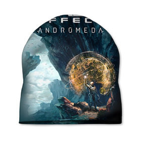 Шапка 3D с принтом ME Andromeda 2 в Санкт-Петербурге, 100% полиэстер | универсальный размер, печать по всей поверхности изделия | andromeda | effect | андромеда | массб эффект | эфект