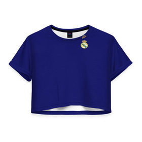 Женская футболка 3D укороченная с принтом Реал Мадрид в Санкт-Петербурге, 100% полиэстер | круглая горловина, длина футболки до линии талии, рукава с отворотами | madrid | real | королевский клуб | мадрид | примера | реал | футбол | чемпионат испании