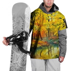 Накидка на куртку 3D с принтом Осенний парк в Санкт-Петербурге, 100% полиэстер |  | 