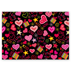 Поздравительная открытка с принтом Love в Санкт-Петербурге, 100% бумага | плотность бумаги 280 г/м2, матовая, на обратной стороне линовка и место для марки
 | kiss | love | звезды | любовь | подарок | поцелуй | сердце | цветы