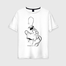 Женская футболка хлопок Oversize с принтом Курьер Контур 2 в Санкт-Петербурге, 100% хлопок | свободный крой, круглый ворот, спущенный рукав, длина до линии бедер
 | reminor | курьер | мультфильм
