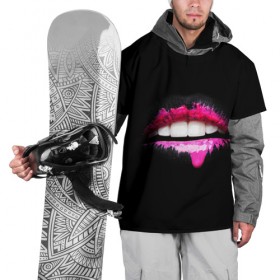 Накидка на куртку 3D с принтом Губы в Санкт-Петербурге, 100% полиэстер |  | Тематика изображения на принте: lips | teeth | губы | зубы | краска | помада