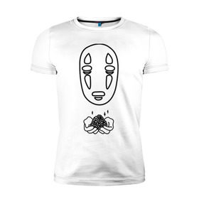 Мужская футболка премиум с принтом безликий в Санкт-Петербурге, 92% хлопок, 8% лайкра | приталенный силуэт, круглый вырез ворота, длина до линии бедра, короткий рукав | Тематика изображения на принте: anime | ghost | унесённые призраками