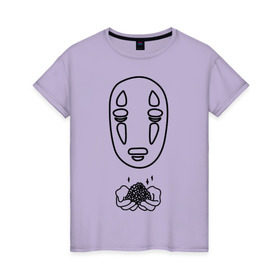 Женская футболка хлопок с принтом безликий в Санкт-Петербурге, 100% хлопок | прямой крой, круглый вырез горловины, длина до линии бедер, слегка спущенное плечо | anime | ghost | унесённые призраками