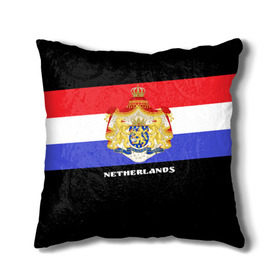 Подушка 3D с принтом Флаг и герб Нидерланды в Санкт-Петербурге, наволочка – 100% полиэстер, наполнитель – холлофайбер (легкий наполнитель, не вызывает аллергию). | состоит из подушки и наволочки. Наволочка на молнии, легко снимается для стирки | амстердам | голландия | европа