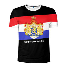 Мужская футболка 3D спортивная с принтом Флаг и герб Нидерланды в Санкт-Петербурге, 100% полиэстер с улучшенными характеристиками | приталенный силуэт, круглая горловина, широкие плечи, сужается к линии бедра | амстердам | голландия | европа