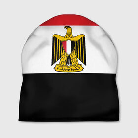 Шапка 3D с принтом Флаг и герб Египта в Санкт-Петербурге, 100% полиэстер | универсальный размер, печать по всей поверхности изделия | Тематика изображения на принте: символ страна