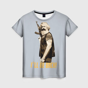 Женская футболка 3D с принтом Карл Маркс в Санкт-Петербурге, 100% полиэфир ( синтетическое хлопкоподобное полотно) | прямой крой, круглый вырез горловины, длина до линии бедер | карл | маркс | о.м.с.к. | революция | сссркапитал