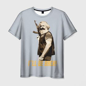 Мужская футболка 3D с принтом Карл Маркс в Санкт-Петербурге, 100% полиэфир | прямой крой, круглый вырез горловины, длина до линии бедер | карл | маркс | о.м.с.к. | революция | сссркапитал