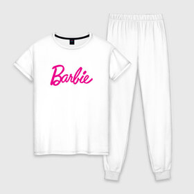 Женская пижама хлопок с принтом Барби 3 в Санкт-Петербурге, 100% хлопок | брюки и футболка прямого кроя, без карманов, на брюках мягкая резинка на поясе и по низу штанин | barbie | барби | девочка | девушка | кукла