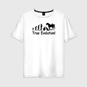 Женская футболка хлопок Oversize с принтом Настоящая эволюция в Санкт-Петербурге, 100% хлопок | свободный крой, круглый ворот, спущенный рукав, длина до линии бедер
 | Тематика изображения на принте: ветеринар | ветеринария | ветеринарный врач | кошка | лошадь | собака | эволюция