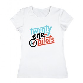 Женская футболка хлопок с принтом Twenty One Pilots в Санкт-Петербурге, 100% хлопок | прямой крой, круглый вырез горловины, длина до линии бедер, слегка спущенное плечо | twenty one pilots