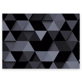 Поздравительная открытка с принтом Геометрия в Санкт-Петербурге, 100% бумага | плотность бумаги 280 г/м2, матовая, на обратной стороне линовка и место для марки
 | Тематика изображения на принте: 3d | abstract | gray | lowpoly | polygon | triangle | абстракция | геометрия | полигоны | треугольники