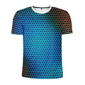 Мужская футболка 3D спортивная с принтом object grid в Санкт-Петербурге, 100% полиэстер с улучшенными характеристиками | приталенный силуэт, круглая горловина, широкие плечи, сужается к линии бедра | dot | абстракция | метал | сетка | текстура