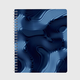 Тетрадь с принтом Lullaby blue в Санкт-Петербурге, 100% бумага | 48 листов, плотность листов — 60 г/м2, плотность картонной обложки — 250 г/м2. Листы скреплены сбоку удобной пружинной спиралью. Уголки страниц и обложки скругленные. Цвет линий — светло-серый
 | Тематика изображения на принте: волны | синий | темный