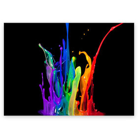 Поздравительная открытка с принтом Краски в Санкт-Петербурге, 100% бумага | плотность бумаги 280 г/м2, матовая, на обратной стороне линовка и место для марки
 | background | black | bright | paint | rainbow | spectrum | splash | spray | брызги | всплеск | краски | радуга | спектр | фон | черный | яркие