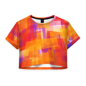 Женская футболка 3D укороченная с принтом Абстракция в Санкт-Петербурге, 100% полиэстер | круглая горловина, длина футболки до линии талии, рукава с отворотами | bright | color | аbstraction | абстракция | цвета | яркие