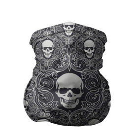 Бандана-труба 3D с принтом Black Milk - Skulls - Черепа в Санкт-Петербурге, 100% полиэстер, ткань с особыми свойствами — Activecool | плотность 150‒180 г/м2; хорошо тянется, но сохраняет форму | black milk | metall | pattern | rock | skulls | патерн | узор | череп | черепа | черная