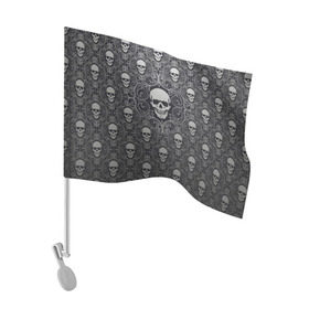 Флаг для автомобиля с принтом Black Milk - Skulls - Черепа в Санкт-Петербурге, 100% полиэстер | Размер: 30*21 см | black milk | metall | pattern | rock | skulls | патерн | узор | череп | черепа | черная