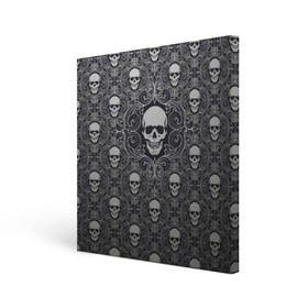 Холст квадратный с принтом Black Milk - Skulls - Черепа в Санкт-Петербурге, 100% ПВХ |  | Тематика изображения на принте: black milk | metall | pattern | rock | skulls | патерн | узор | череп | черепа | черная