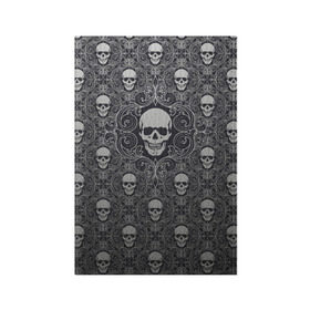 Обложка для паспорта матовая кожа с принтом Black Milk - Skulls - Черепа в Санкт-Петербурге, натуральная матовая кожа | размер 19,3 х 13,7 см; прозрачные пластиковые крепления | Тематика изображения на принте: black milk | metall | pattern | rock | skulls | патерн | узор | череп | черепа | черная