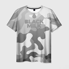 Мужская футболка 3D с принтом Black Milk Серый Камуфляж в Санкт-Петербурге, 100% полиэфир | прямой крой, круглый вырез горловины, длина до линии бедер | Тематика изображения на принте: black milk | camo | camouflage | gray | pattern | камо | кмуфляж | серый | узор | черное молоко