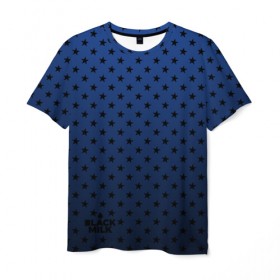 Мужская футболка 3D с принтом Black Milk Blue Stars в Санкт-Петербурге, 100% полиэфир | прямой крой, круглый вырез горловины, длина до линии бедер | blue | star | stars | звёздная | звезды | синие звезды