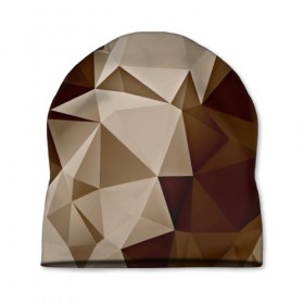 Шапка 3D с принтом Brown geometry в Санкт-Петербурге, 100% полиэстер | универсальный размер, печать по всей поверхности изделия | abstraction | геометрия | грани | полигоны | текстура | треугольники