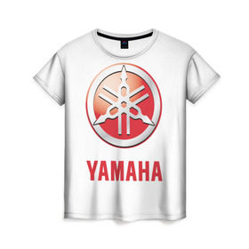 Женская футболка 3D с принтом Yamaha в Санкт-Петербурге, 100% полиэфир ( синтетическое хлопкоподобное полотно) | прямой крой, круглый вырез горловины, длина до линии бедер | brand | car | japanese | logo | motorcycle | sign | yamaha | автомобиль | знак | логотип | марка | мотоцикл | ямаха | японская