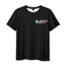 Мужская футболка 3D с принтом Cadillac в Санкт-Петербурге, 100% полиэфир | прямой крой, круглый вырез горловины, длина до линии бедер | brand | cadillac | car | logo | motorcycle | sign | автомобиль | знак | кадилак | логотип | марка | мотоцикл