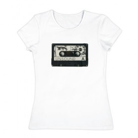 Женская футболка хлопок с принтом Аудиокассета в Санкт-Петербурге, 100% хлопок | прямой крой, круглый вырез горловины, длина до линии бедер, слегка спущенное плечо | 