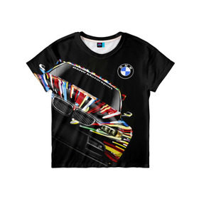 Детская футболка 3D с принтом BMW в Санкт-Петербурге, 100% гипоаллергенный полиэфир | прямой крой, круглый вырез горловины, длина до линии бедер, чуть спущенное плечо, ткань немного тянется | bmw | авто | бмв | магина | марка