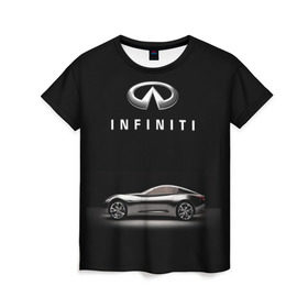 Женская футболка 3D с принтом Infiniti в Санкт-Петербурге, 100% полиэфир ( синтетическое хлопкоподобное полотно) | прямой крой, круглый вырез горловины, длина до линии бедер | авто | инфинити | марка | машина