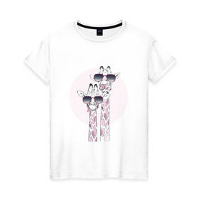 Женская футболка хлопок с принтом Жирафики в Санкт-Петербурге, 100% хлопок | прямой крой, круглый вырез горловины, длина до линии бедер, слегка спущенное плечо | 