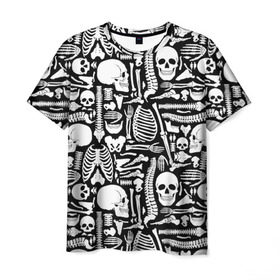 Мужская футболка 3D с принтом Кости в Санкт-Петербурге, 100% полиэфир | прямой крой, круглый вырез горловины, длина до линии бедер | Тематика изображения на принте: doctor | анатомия | врач | доктор | кости | кость | медик | медицина | скелет | череп