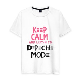 Мужская футболка хлопок с принтом Keep Calm and listen to DM в Санкт-Петербурге, 100% хлопок | прямой крой, круглый вырез горловины, длина до линии бедер, слегка спущенное плечо. | music