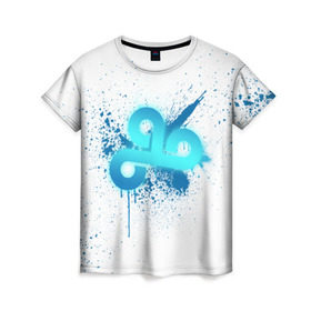 Женская футболка 3D с принтом cs:go - Cloud9 (White collection) в Санкт-Петербурге, 100% полиэфир ( синтетическое хлопкоподобное полотно) | прямой крой, круглый вырез горловины, длина до линии бедер | 0x000000123 | cloud9 | cs go | white | кс го