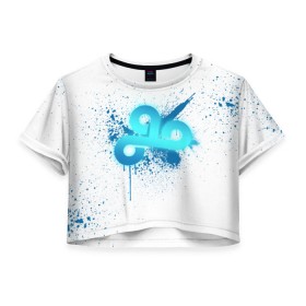 Женская футболка 3D укороченная с принтом cs:go - Cloud9 (White collection) в Санкт-Петербурге, 100% полиэстер | круглая горловина, длина футболки до линии талии, рукава с отворотами | 0x000000123 | cloud9 | cs go | white | кс го