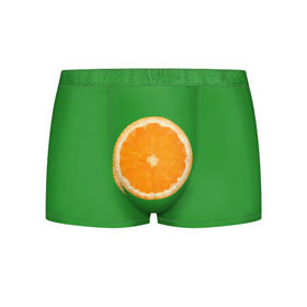 Мужские трусы 3D с принтом Низкополигональный апельсин в Санкт-Петербурге, 50% хлопок, 50% полиэстер | классическая посадка, на поясе мягкая тканевая резинка | lowpoly | polygonal | апельсин | зеленый | оранджевый | полигон | полигональный | полигоны | яркий