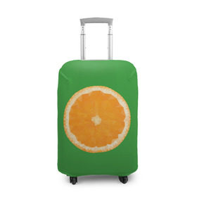 Чехол для чемодана 3D с принтом Низкополигональный апельсин в Санкт-Петербурге, 86% полиэфир, 14% спандекс | двустороннее нанесение принта, прорези для ручек и колес | lowpoly | polygonal | апельсин | зеленый | оранджевый | полигон | полигональный | полигоны | яркий