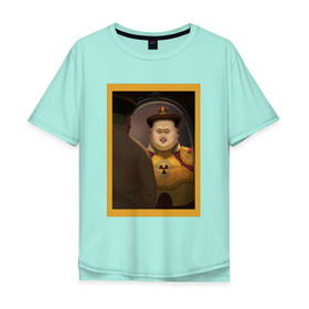 Мужская футболка хлопок Oversize с принтом Счастливый Ким в Санкт-Петербурге, 100% хлопок | свободный крой, круглый ворот, “спинка” длиннее передней части | ким чен ын | северная корея
