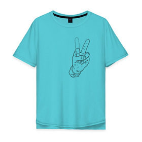 Мужская футболка хлопок Oversize с принтом Недофак в Санкт-Петербурге, 100% хлопок | свободный крой, круглый ворот, “спинка” длиннее передней части | v | виктори | пис | средний палец