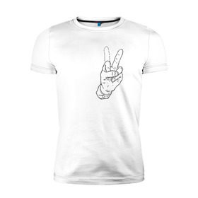 Мужская футболка премиум с принтом Недофак в Санкт-Петербурге, 92% хлопок, 8% лайкра | приталенный силуэт, круглый вырез ворота, длина до линии бедра, короткий рукав | v | виктори | пис | средний палец
