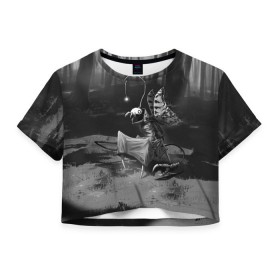 Женская футболка 3D укороченная с принтом Курьер 1 в Санкт-Петербурге, 100% полиэстер | круглая горловина, длина футболки до линии талии, рукава с отворотами | reminor | курьер | мультфильм