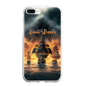 Чехол для iPhone 7Plus/8 Plus матовый с принтом Skull and Bones в Санкт-Петербурге, Силикон | Область печати: задняя сторона чехла, без боковых панелей | игра | корабль | кости | море | огонь | пират | пламя | череп