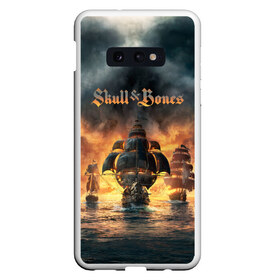 Чехол для Samsung S10E с принтом Skull and Bones в Санкт-Петербурге, Силикон | Область печати: задняя сторона чехла, без боковых панелей | игра | корабль | кости | море | огонь | пират | пламя | череп